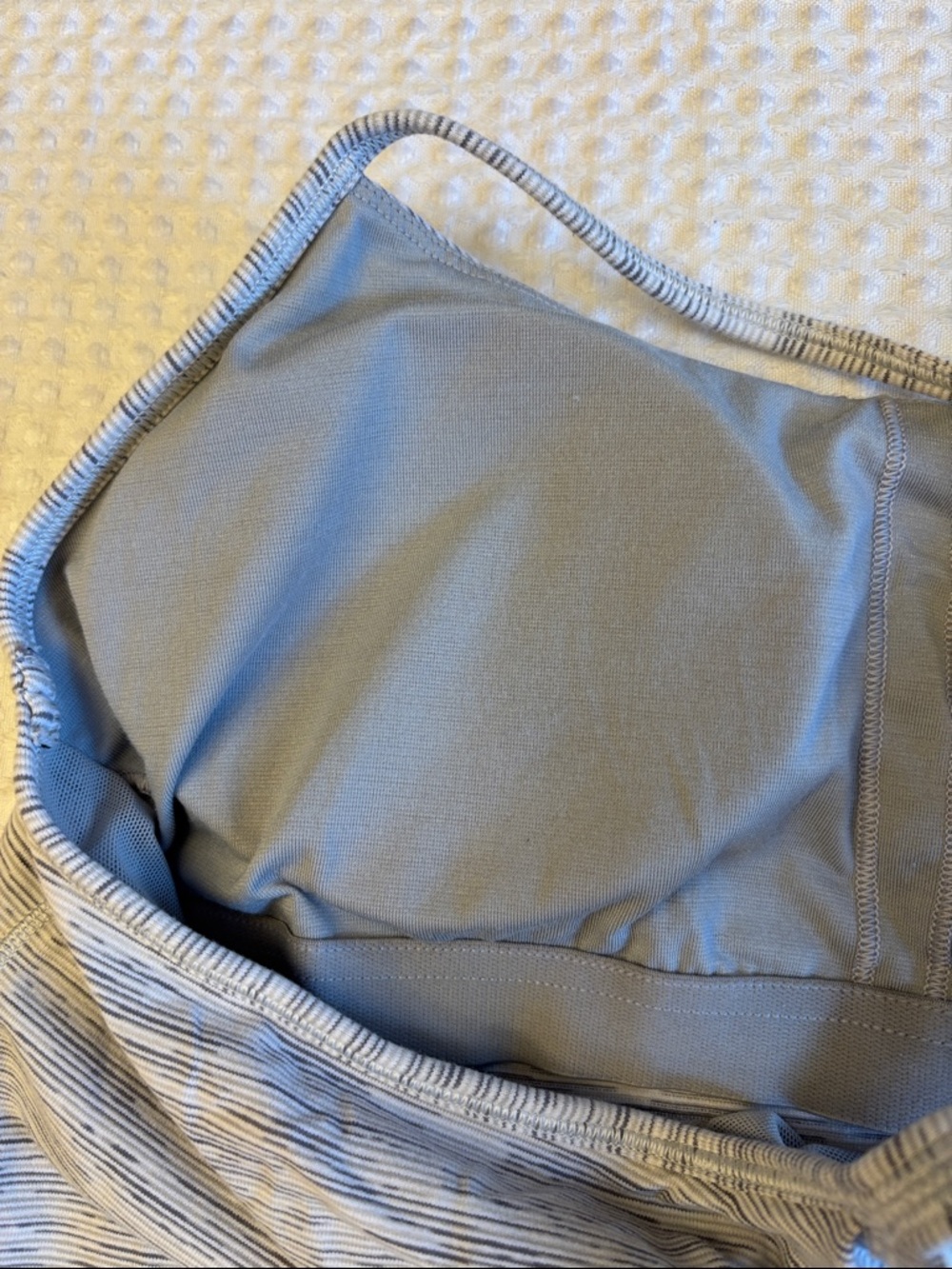lululemon athletica Size 10 gray striped workout racerback tank built-in bra - Picture 7 of 12